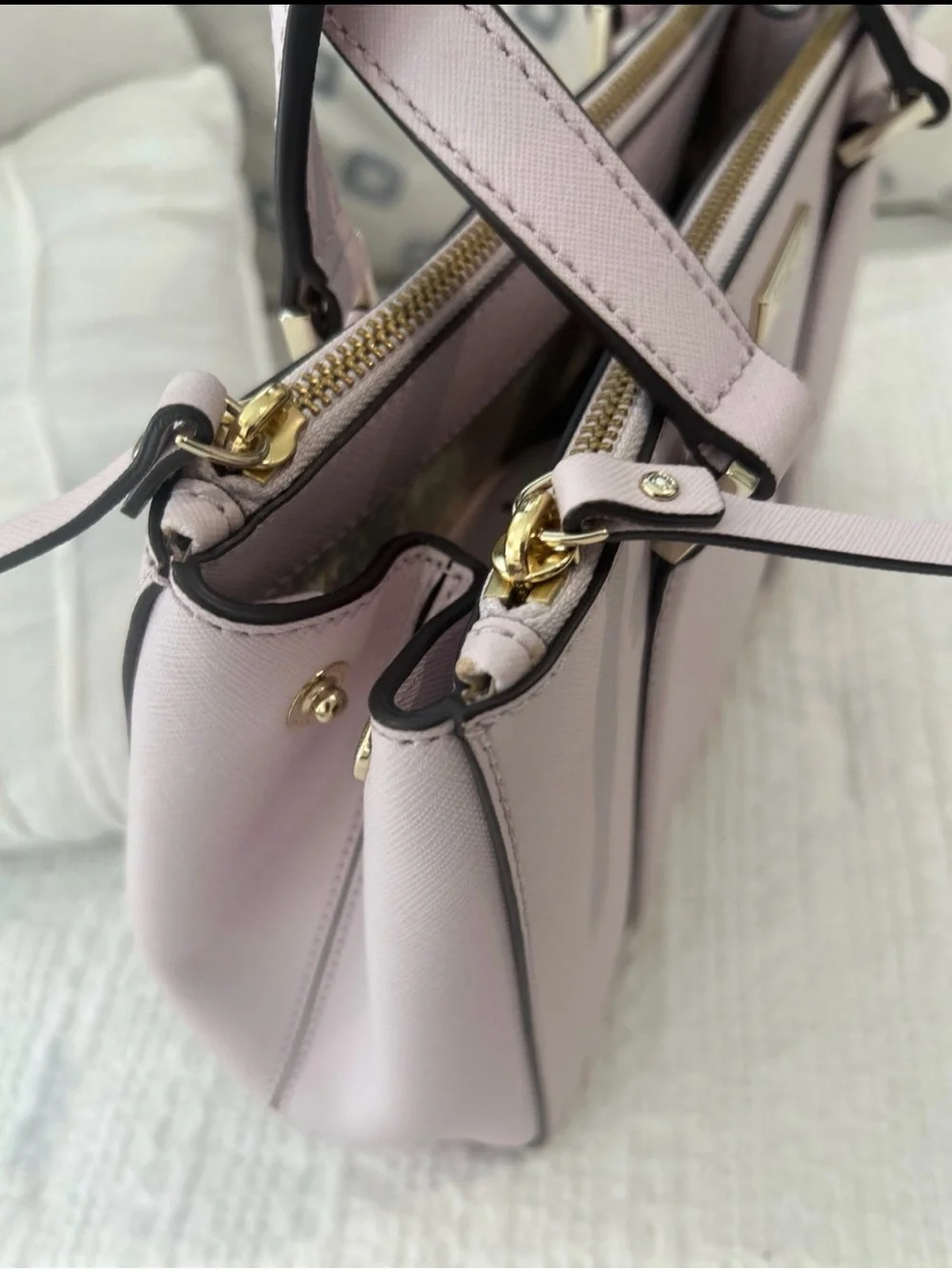 kate spade Pale Pink Structured Satchel with Gold Hardware